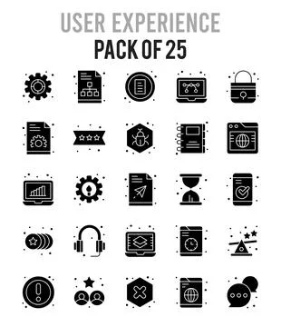 25 User Experience Glyph icon pack. vector illustration. Stock Illustration