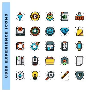 25 User Experience Lineal Color icon pack. vector illustration. Stockillustratie