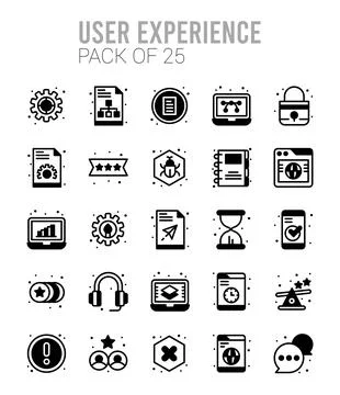 25 User Experience Lineal Fill icons Pack vector illustration. 스톡 일러스트