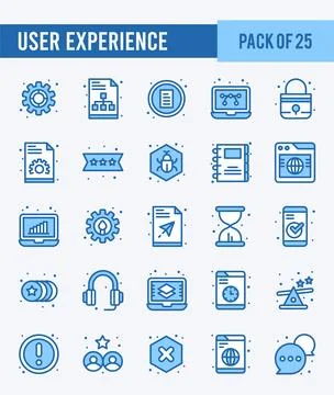 25 User Experience. Two Color icons Pack. vector illustration. Illustrazione stock