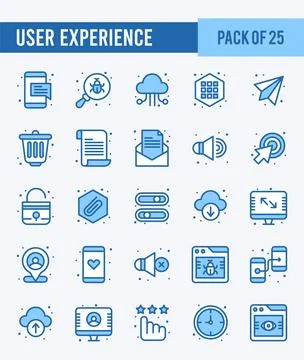 25 User Experience. Two Color icons Pack. vector illustration. Stock Illustration