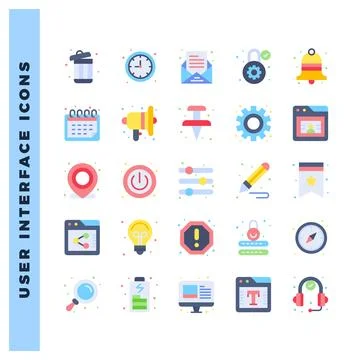 25 User Interface Flat icon pack. vector illustration. Stock Illustration