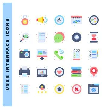 25 User Interface Flat icon pack. vector illustration. Stock Illustration