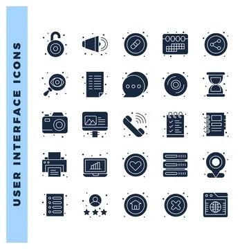 25 User Interface Glyph icon pack. vector illustration. 스톡 일러스트