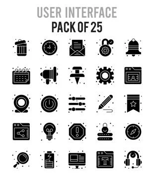 25 User Interface Glyph icon pack. vector illustration. イラスト素材