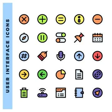 25 User Interface Lineal Color icons pack. vector illustration. 스톡 일러스트