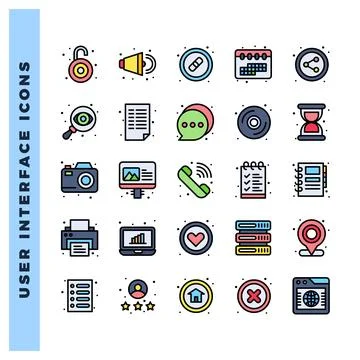 25 User Interface Lineal Color icon pack. vector illustration. 스톡 일러스트