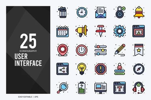 25 User Interface Lineal Color icon pack. vector illustration. Stock Illustration