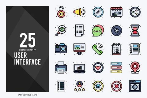 25 User Interface Lineal Color icon pack. vector illustration. 스톡 일러스트