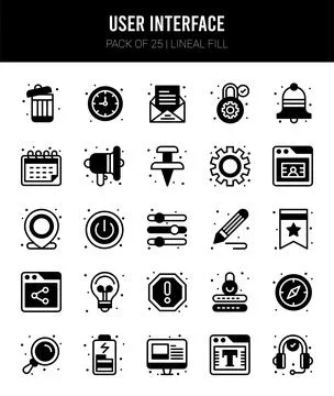 25 User Interface Lineal Fill icons Pack vector illustration. 스톡 일러스트