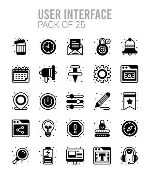 25 User Interface Lineal Fill icons Pack vector illustration. 스톡 일러스트