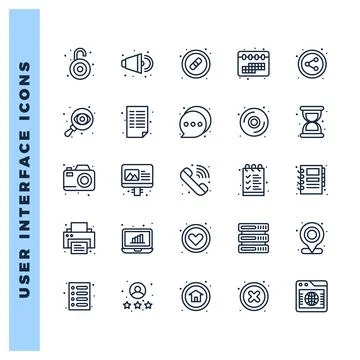 25 User Interface Lineal icon pack. vector illustration. Stock Illustration