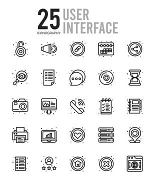 25 User Interface Outline icons Pack vector illustration. 스톡 일러스트