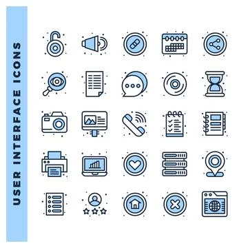 25 User Interface Two Color icon pack. vector illustration. Stock Illustration