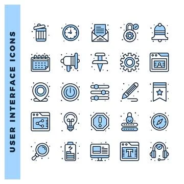 25 User Interface Two Color icon pack. vector illustration. Stock Illustration