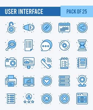 25 User Interface. Two Color icons Pack. vector illustration. Stock Illustration