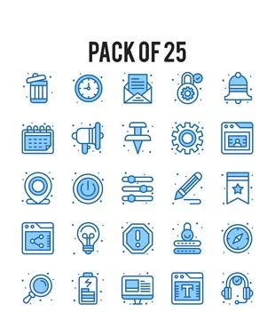 25 User Interface. Two Color icons Pack. vector illustration. Stock Illustration