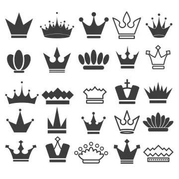 25 Vector crown icons set, stock vector illustration Stock Illustration
