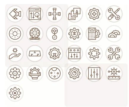 25 Vector Icons for Adjustment featuring 64x64 Detail Enhanced Regular Line.. イラスト素材