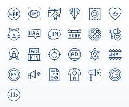 25 Vector Icons for Brand optimized in Grid Fitted 64x64 Regular Line resol.. Stock Illustration