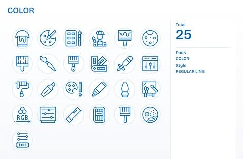 25 Vector Icons for Color optimized in Editable High Resolution Regular Lin.. Illustrazione stock