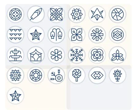 25 Vector Icons for Decorative Element optimized in Grid Fitted High Resolu.. Stock Illustration