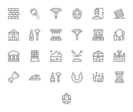 25 Vector Icons for Foundation optimized in Display Perfect 128x128 Regular.. Stock Illustration