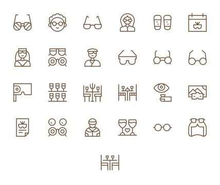 25 Vector Icons for Glasses featuring High Resolution Detail Enhanced Regul.. Illustrazione stock