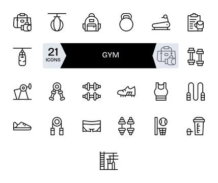 25 Vector Icons for Gym optimized in Display Perfect High Resolution Regula.. Stock Illustration