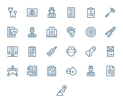 25 Vector Icons inspired by Diagnosis in PIXEL Perfect 256x256 Regular Line.. Stock Illustration
