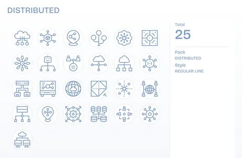 25 Vector Icons inspired by Distributed in Pixel Aligned 64x64 Regular Line.. Illustrazione stock