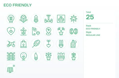 25 Vector Icons inspired by Eco Friendly in Detail Enhanced 64x64 Regular L.. Illustration