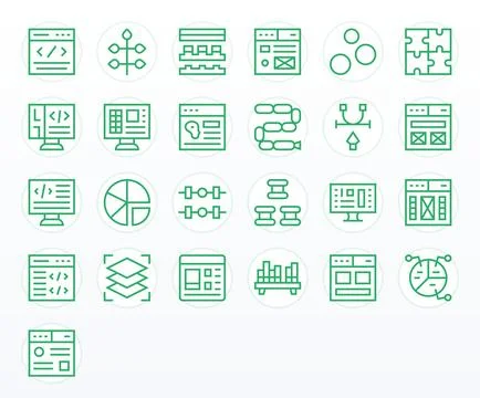 25 Vector Icons inspired by Elements in Display Perfect 256x256 Regular Lin.. Stock Illustration