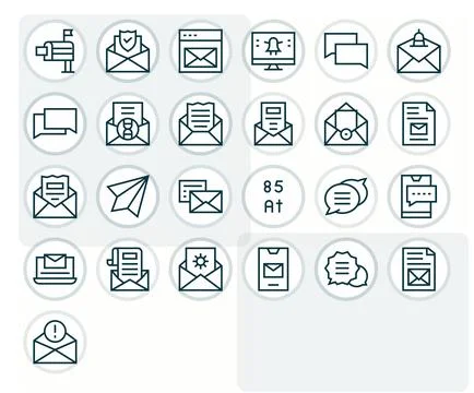 25 Vector Icons inspired by EMail in Pixel Aligned High Resolution Regular .. Stock Illustration