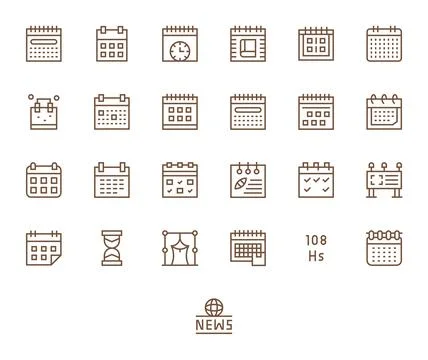 25 Vector Icons inspired by Events in Pixel Aligned 256x256 Regular Line qu.. Stock Illustration