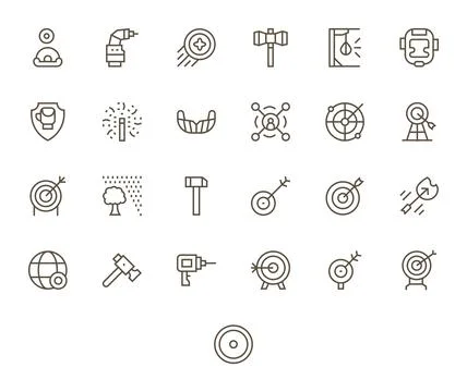 25 Vector Icons inspired by Impact in Pixel Optimized 64x64 Regular Line qu.. Stock Illustration