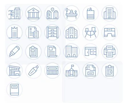 25 Vector Icons inspired by Office in Editable 256x256 Regular Line quality 스톡 일러스트