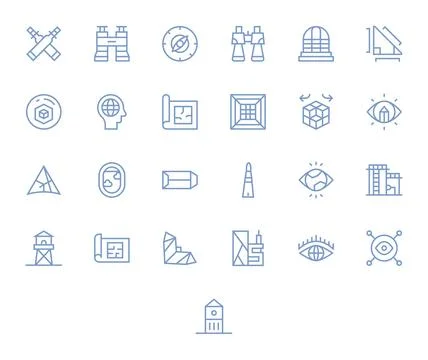 25 Vector Icons inspired by Perspective in Pixel Optimized High Resolution .. Illustrazione stock