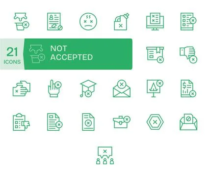 25 Vector Icons for Not Accepted optimized in Pixel Aligned 256x256 Regular.. Illustrazione stock