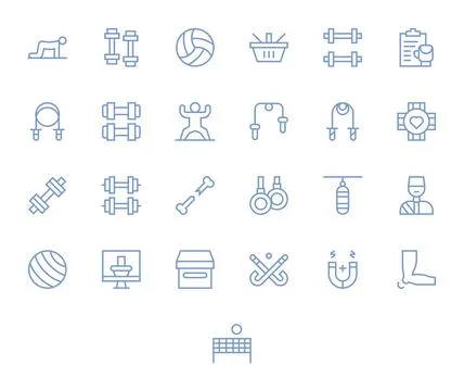 25 Vector Icons for Physical featuring Retina Ready Pixel Aligned Regular L.. Stock Illustration