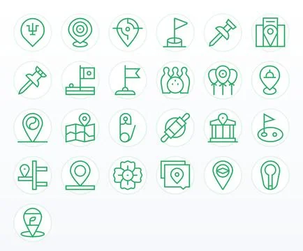 25 Vector Icons for Pin featuring Retina Ready PIXEL Perfect Regular Line G.. Stock Illustration