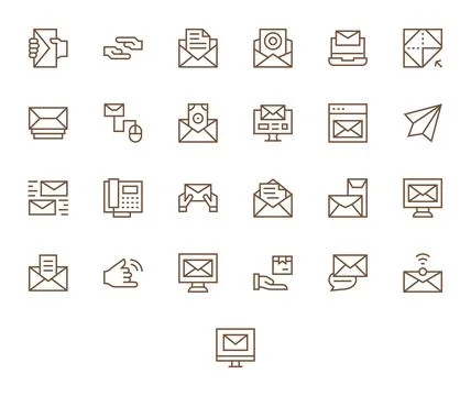 25 Vector Icons for Send optimized in Editable 128x128 Regular Line resolutio Stock Illustration