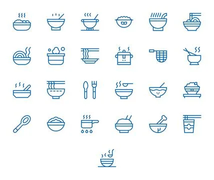 25 Vector Icons for Soup optimized in PIXEL Perfect High Resolution Regular.. Illustrazione stock
