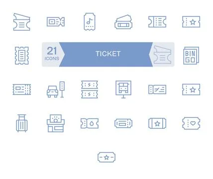 25 Vector Icons for Ticket optimized in Grid Fitted 256x256 Regular Line re.. Illustrazione stock