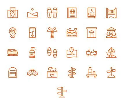 25 Vector Icons for Travel optimized in Pixel Aligned Retina Ready Regular .. Stock Illustration