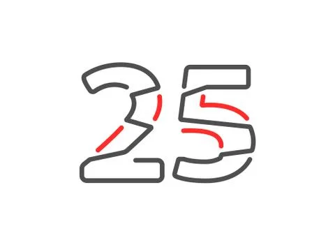 25 vector number. Modern trendy, creative style line design. For logo, brand  Stock Illustration