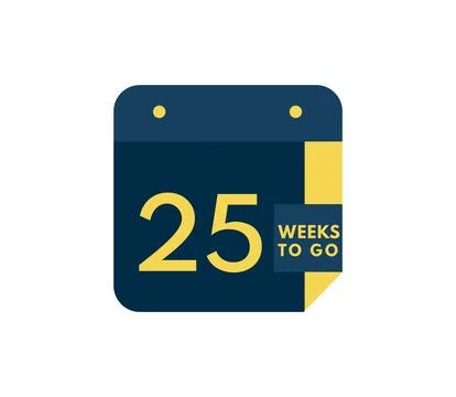 25 Weeks to go calendar icon on white background Illustration