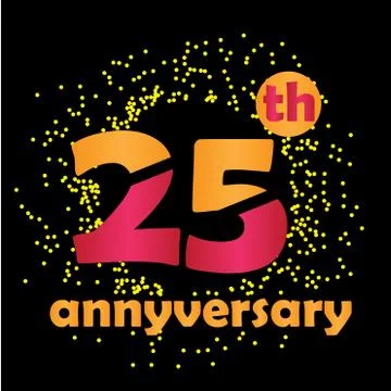 25 Year Anniversary Vector Template Design Illustration - Vector Stock Illustration