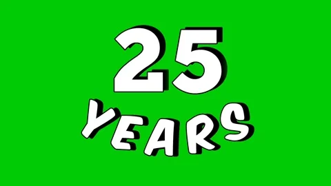 25 years text animation motion graphics cartoon on green screen Stock Footage 308229043