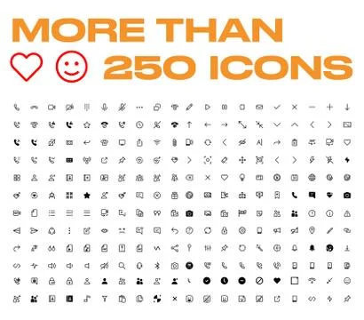 250 Icons Set Stock Illustration
